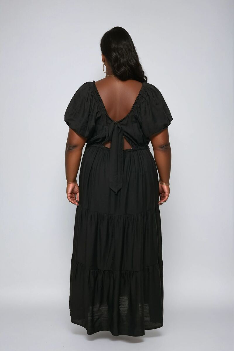 Plus Size Tiered Puff-Sleeve Maxi Dress - Image 2