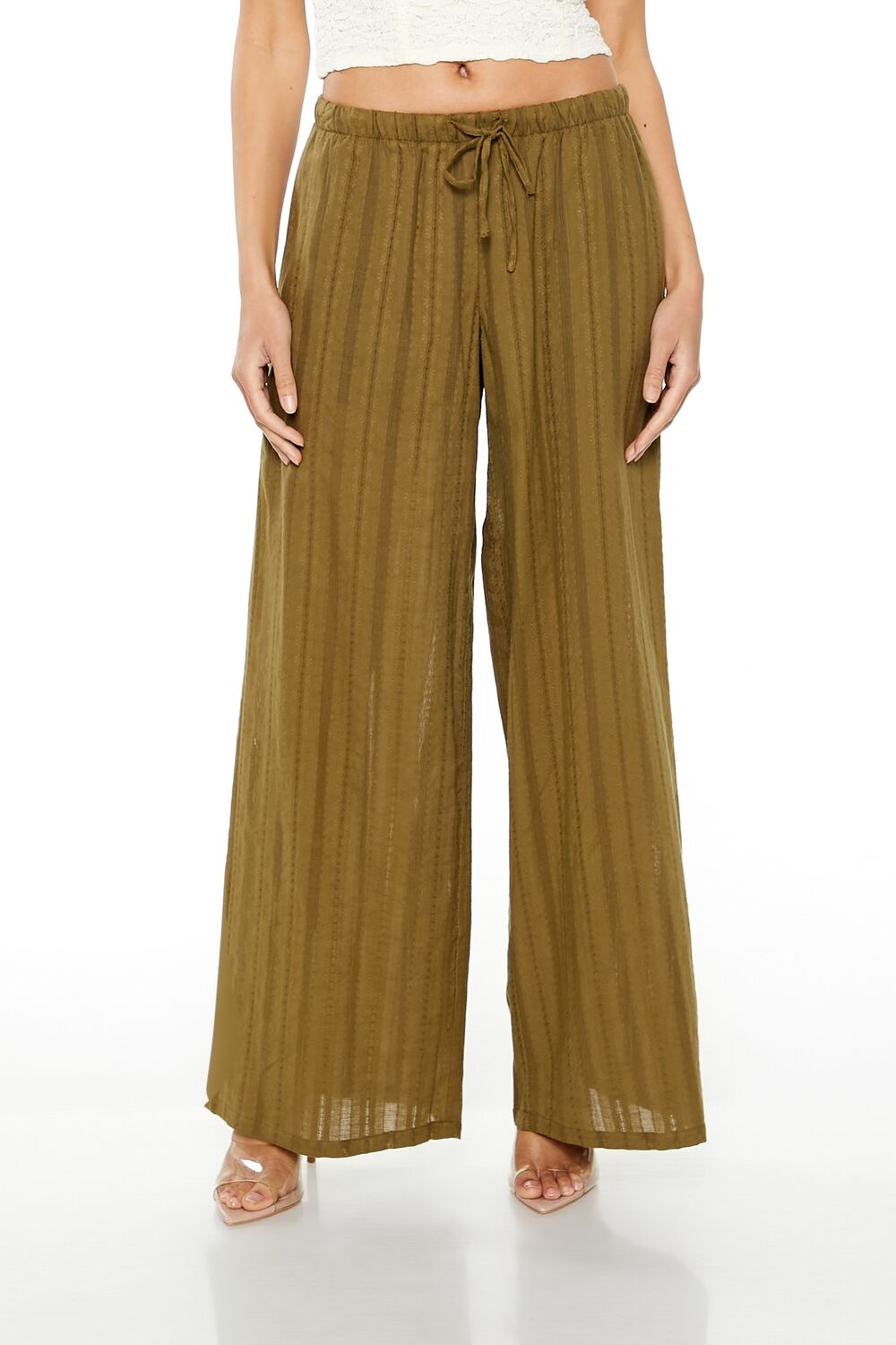 Wide-Leg Pinstriped Pants - Image 2