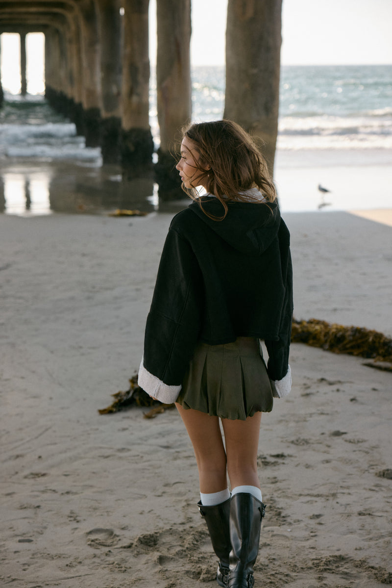 Faux Suede Cropped Hooded Jacket - Image 8