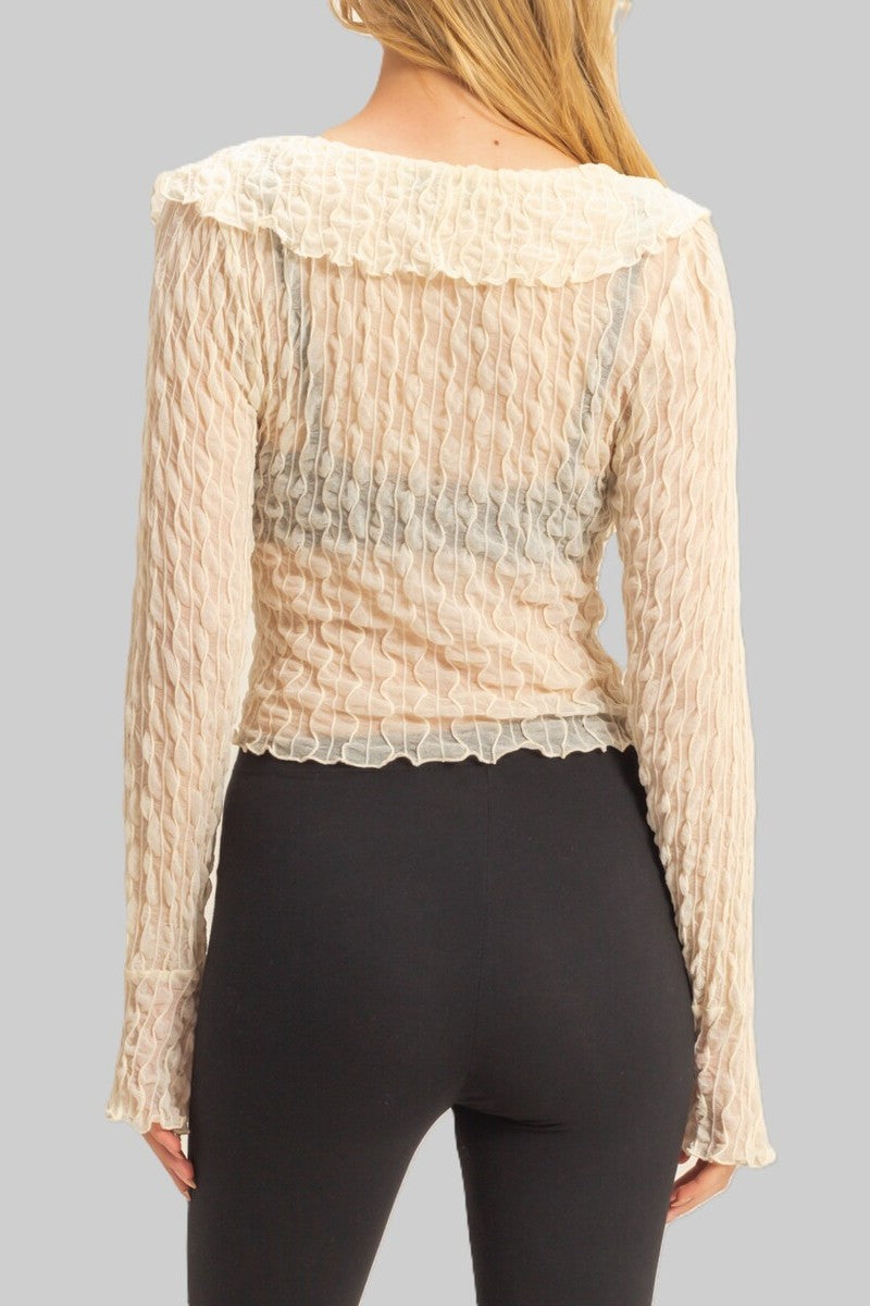 Textured Ruffled Lace Top - Image 2