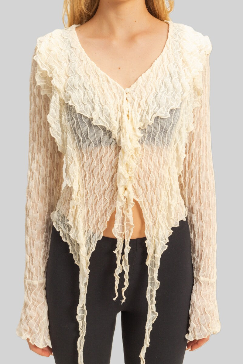 Textured Ruffled Lace Top - Image 3