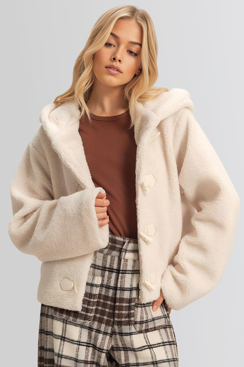 Hooded Sherpa Toggle Jacket - Image 3