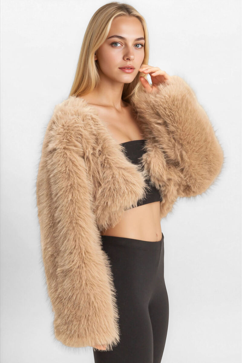 Faux Fur Cropped Jacket - Image 2