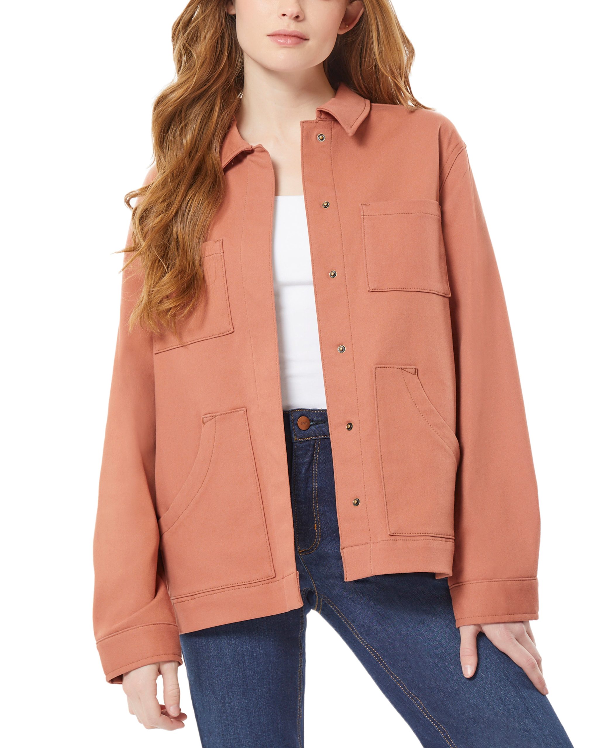 Snap-Front Denim Utility Jacket - Image 2
