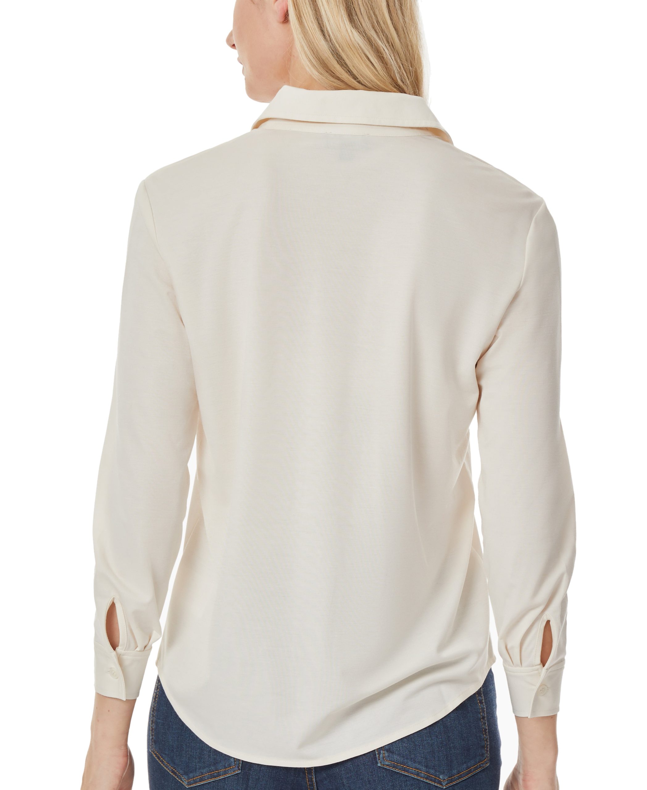 Knit Button Down Long Sleeve Blouse - Image 3