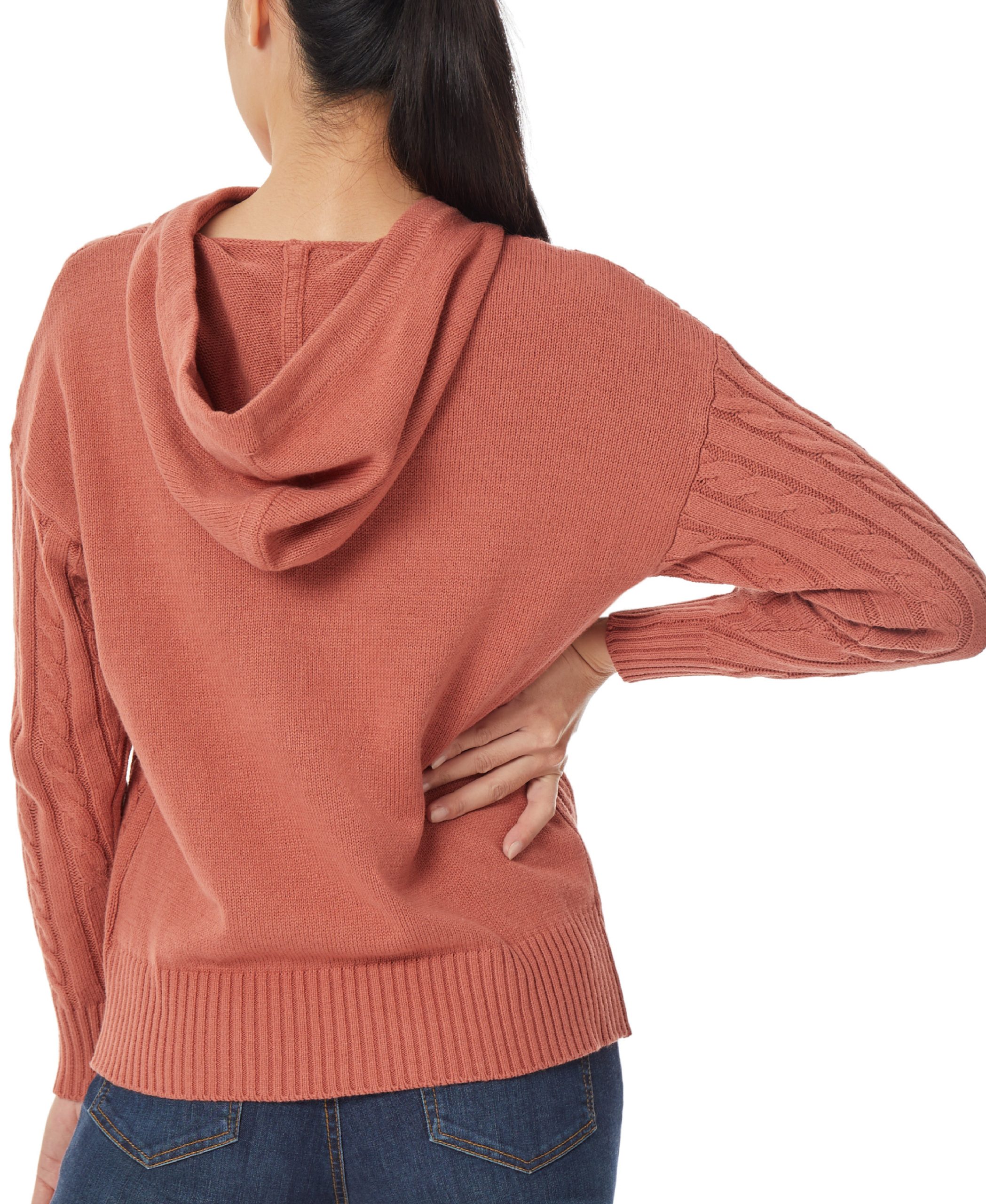 Pullover Cable Knit Hoodie - Image 3