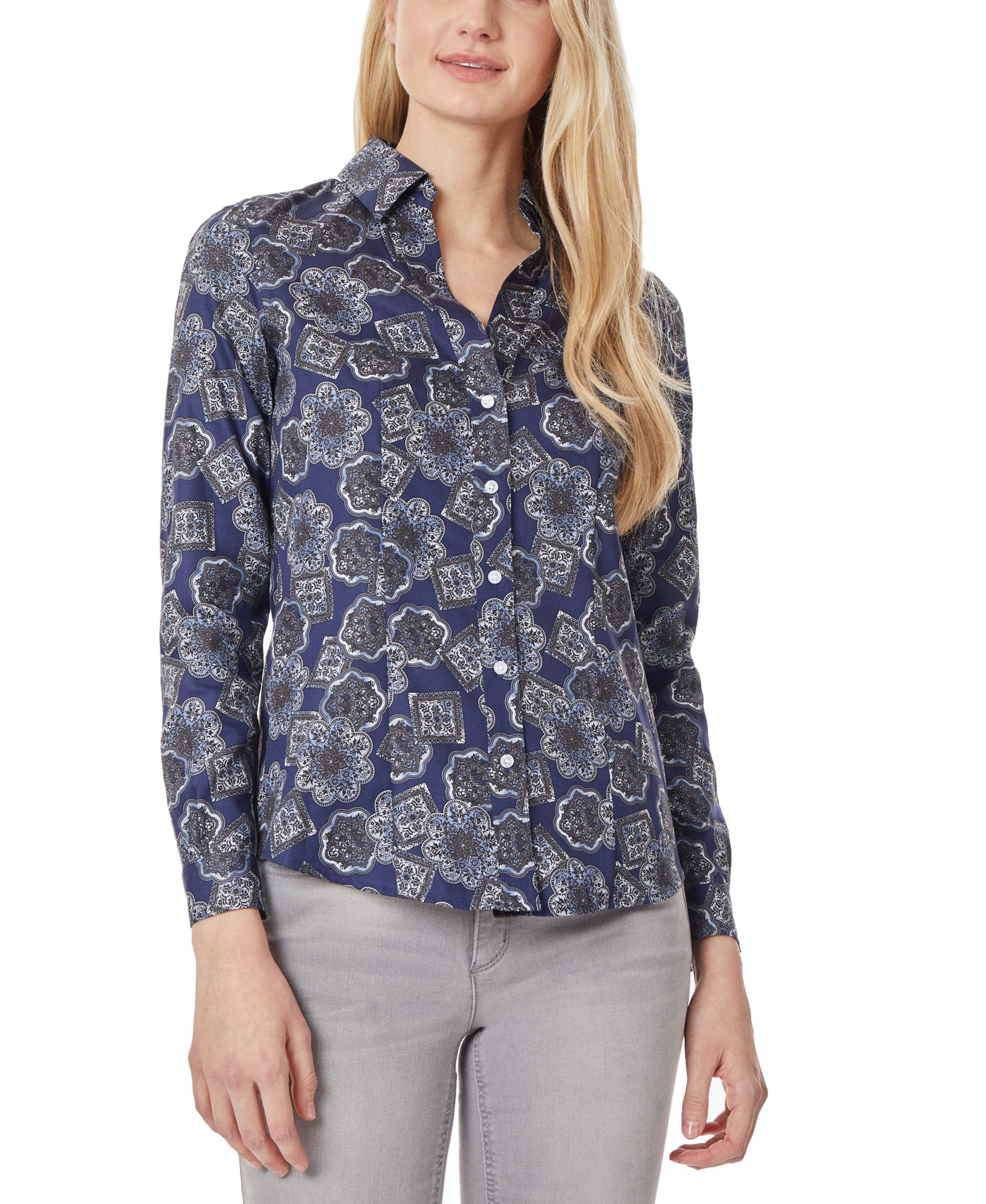 Button Down Navy Blouse - Image 2