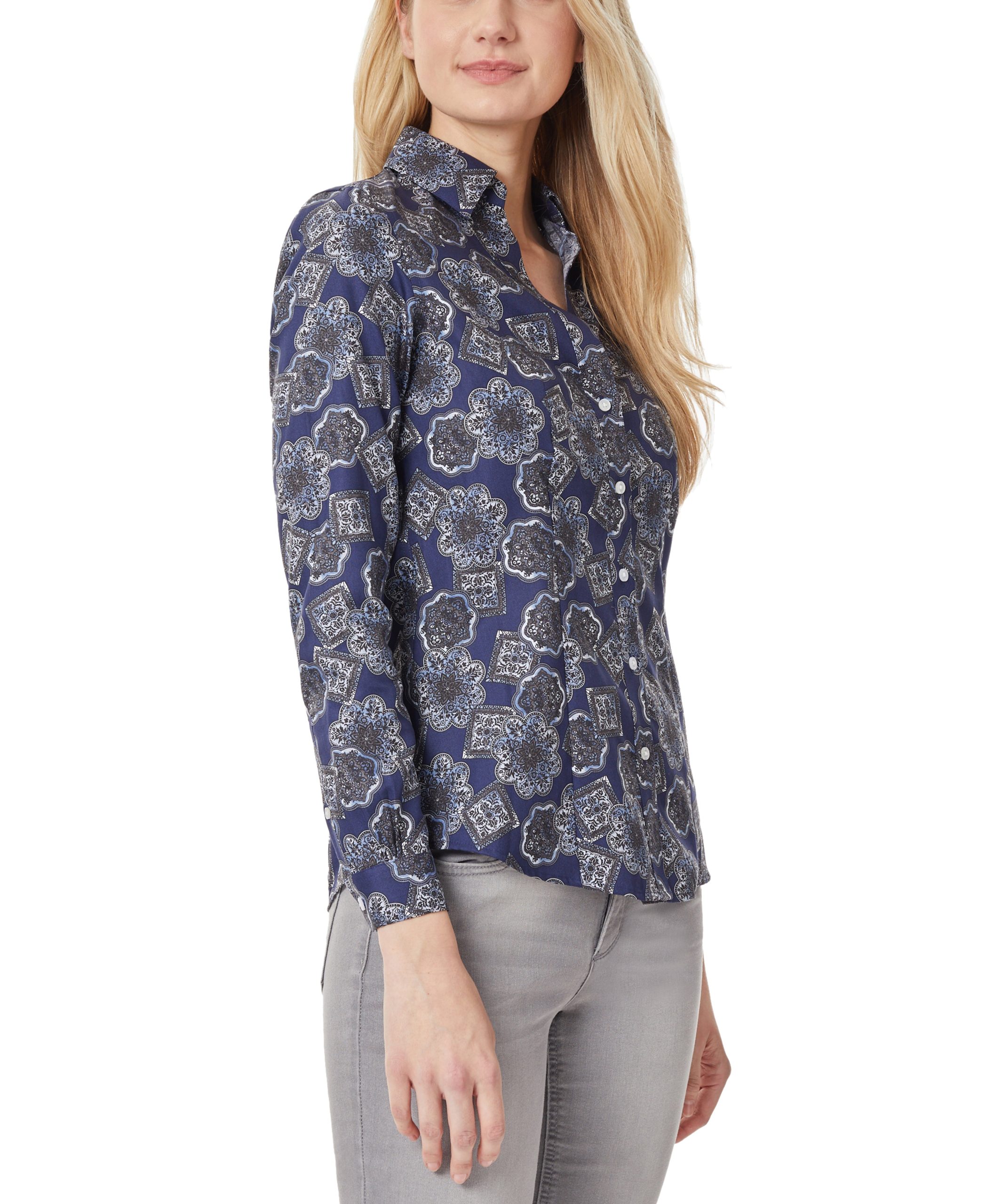Button Down Navy Blouse - Image 3