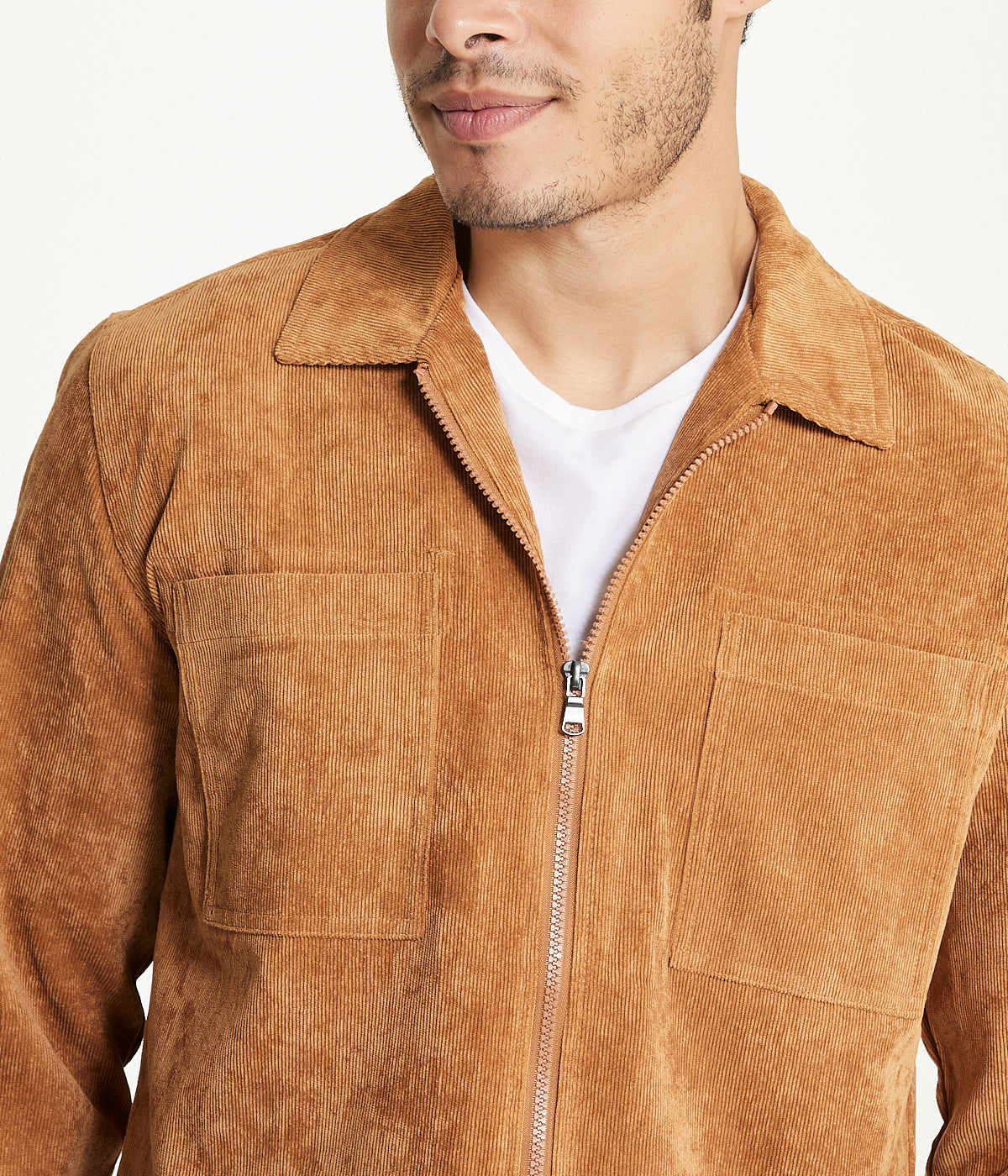 Men's Long Sleeve Corduroy Shirt Jacket (Zip Front) - Image 2