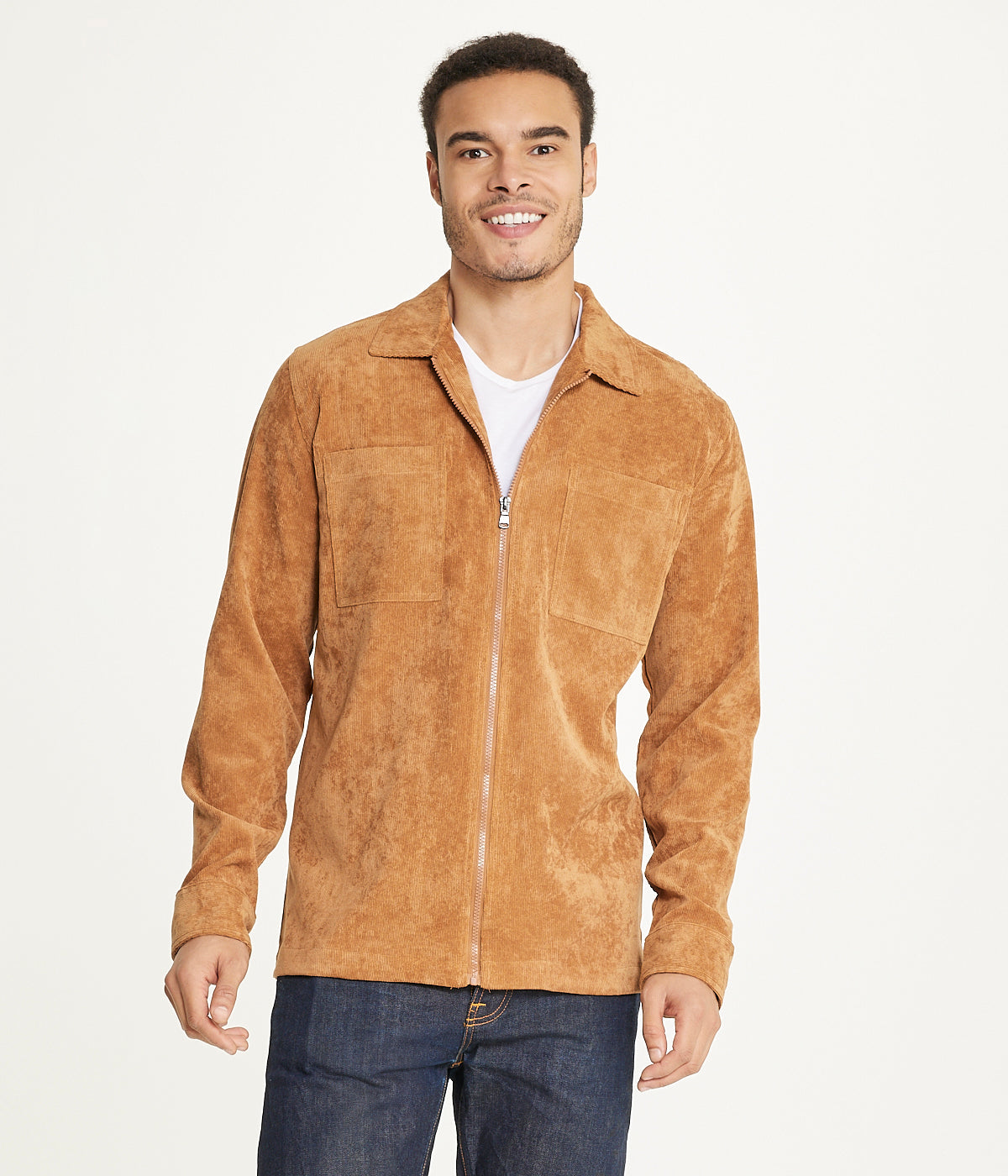 Men's Long Sleeve Corduroy Shirt Jacket (Zip Front) - Image 5