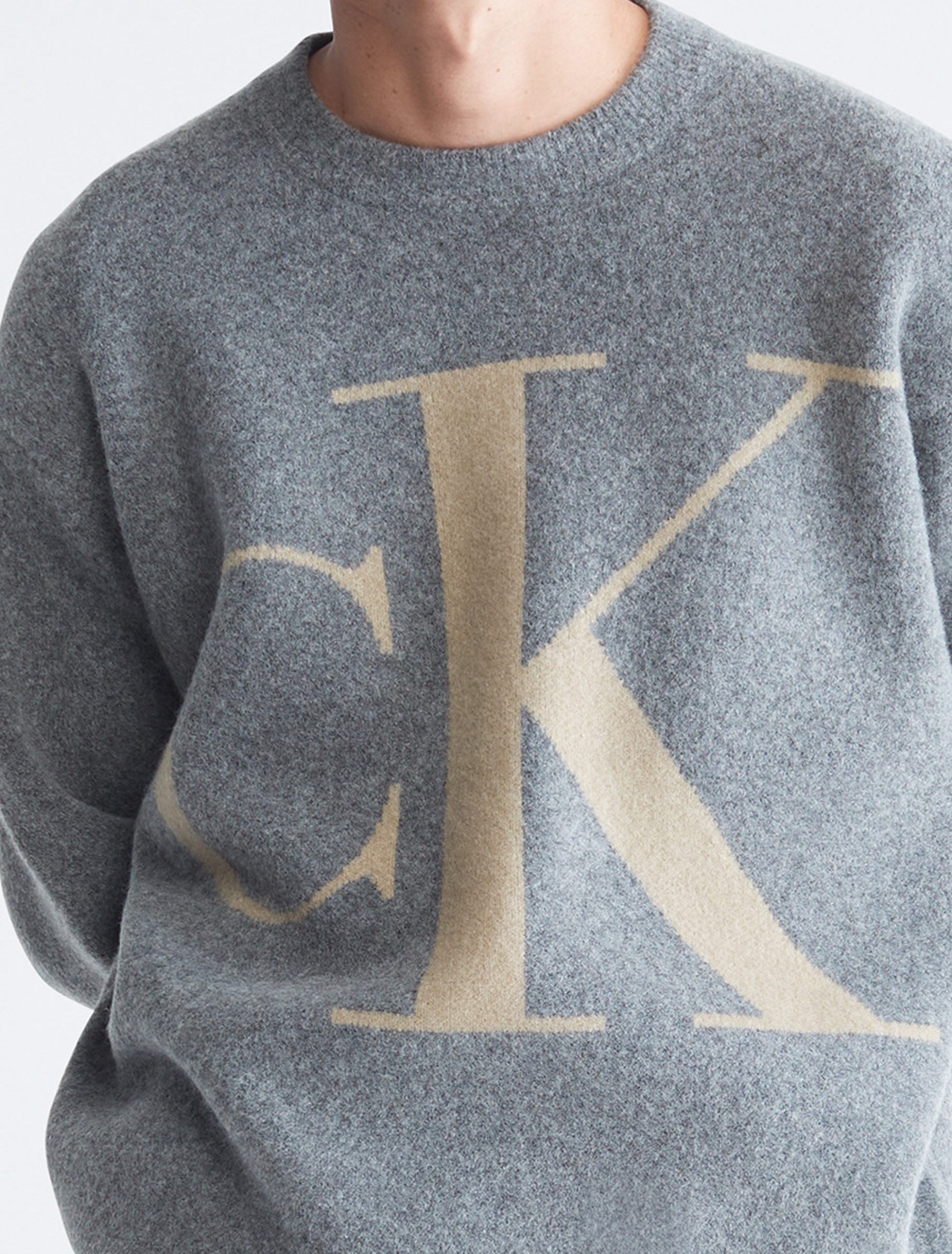 Long Sleeves Mono Jacquard Crew Sweater - Image 2