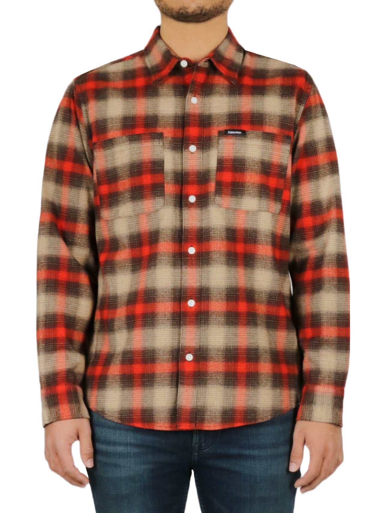 Long Sleeves Linear Ombre Flannel Shirt