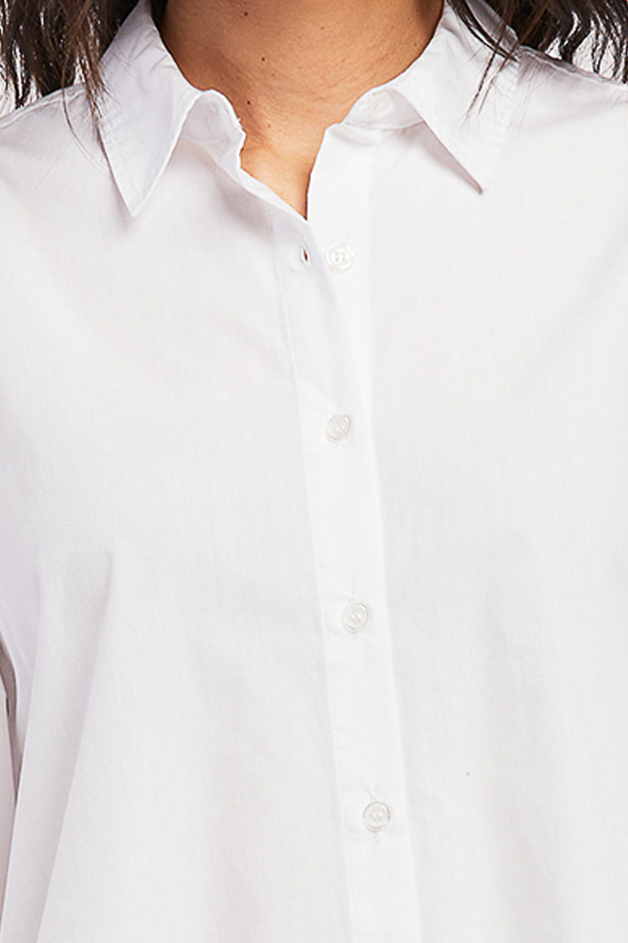 Allora Long Puff Sleeve Button Down Shirt Rounded Hem - Image 3