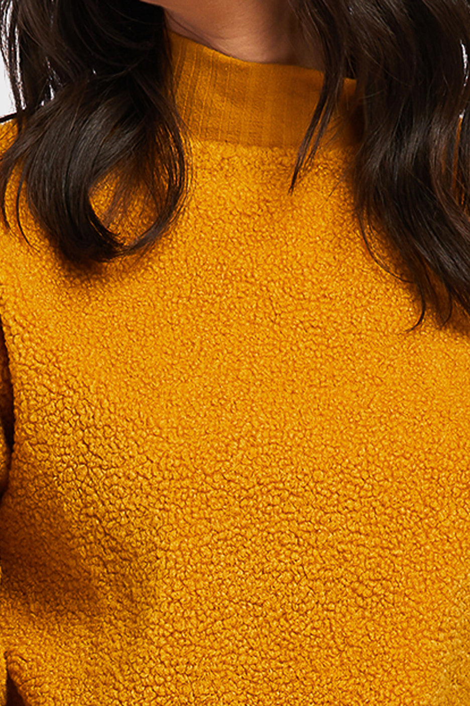 Domino Long Sleeve Pullover Top Ribbed Cuff Hem And Mock Neck - Image 3