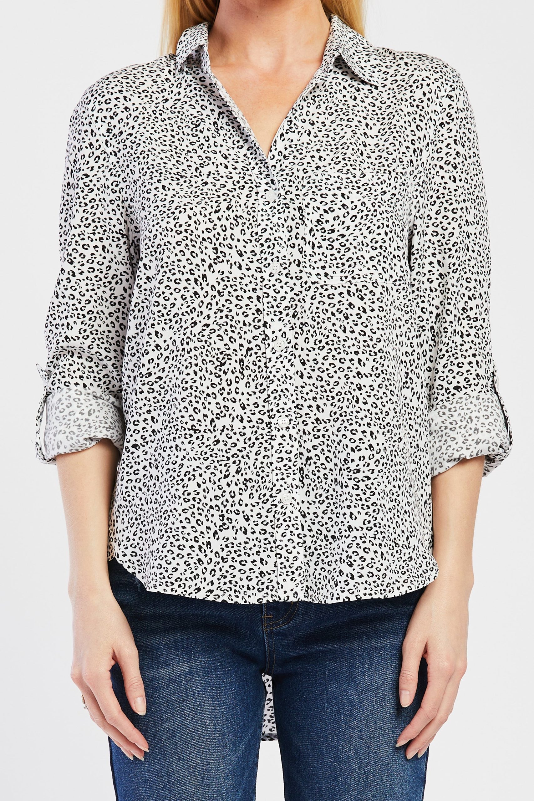 Elisa Tab Sleeve Button Down Shirt Single Chest Pocket - Image 2