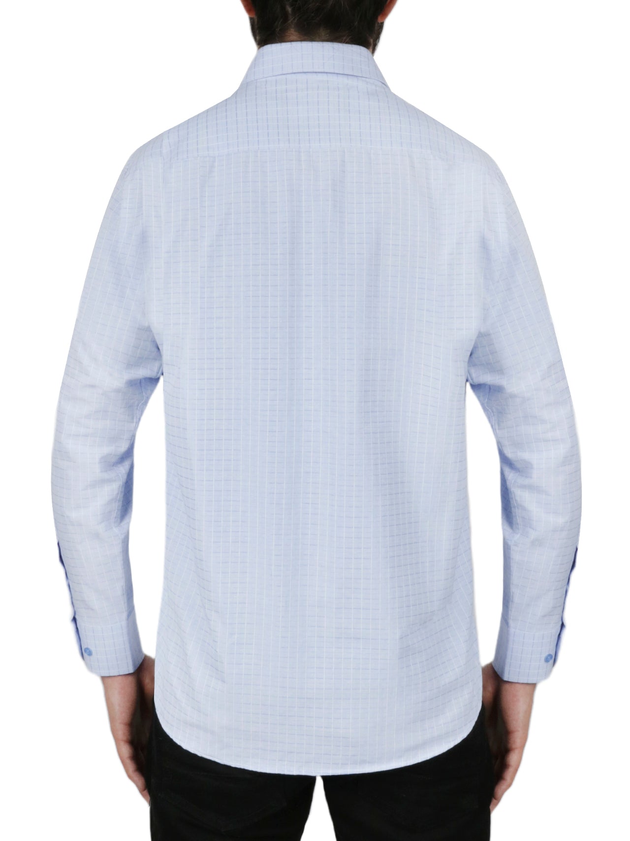 Windowpane Checkered Dress Shirt in Grey - Image 6