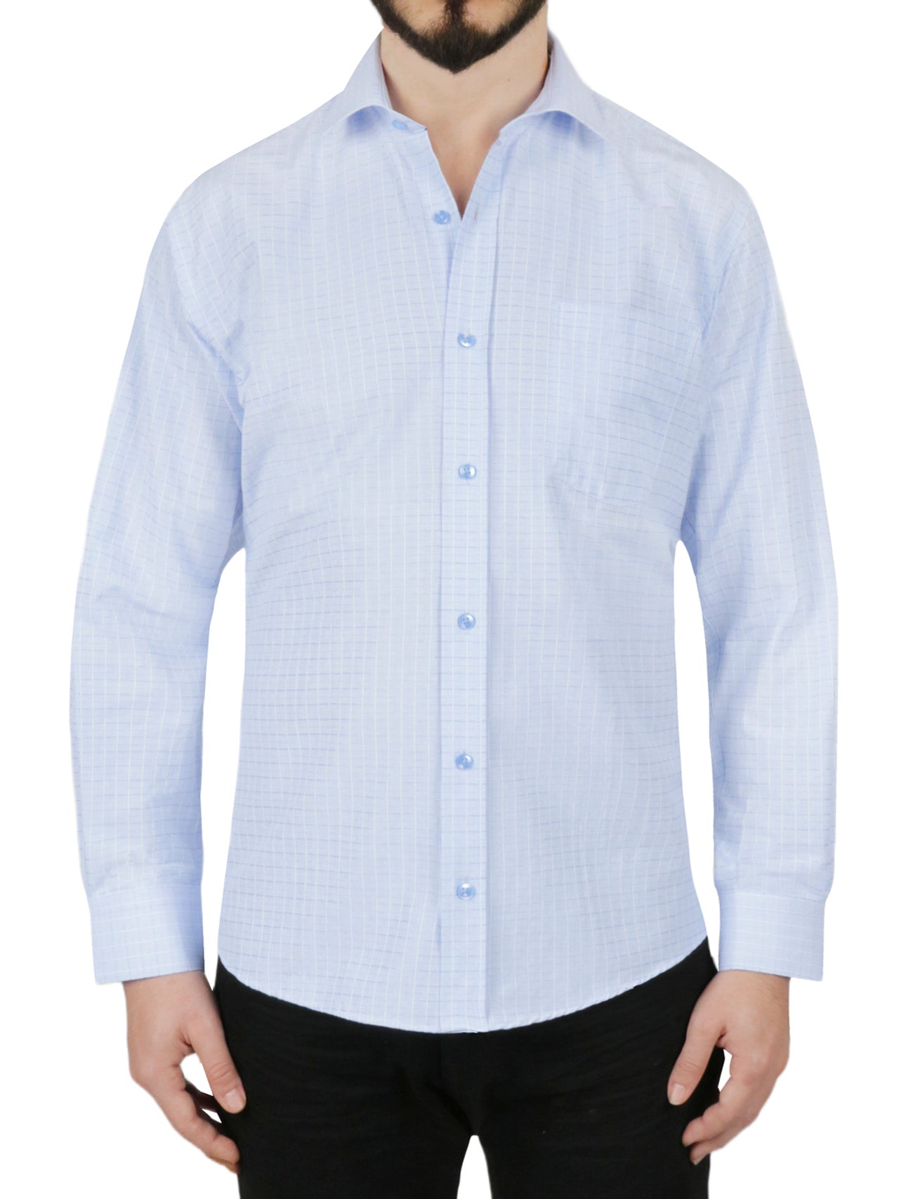 Windowpane Checkered Dress Shirt in Grey - Image 7