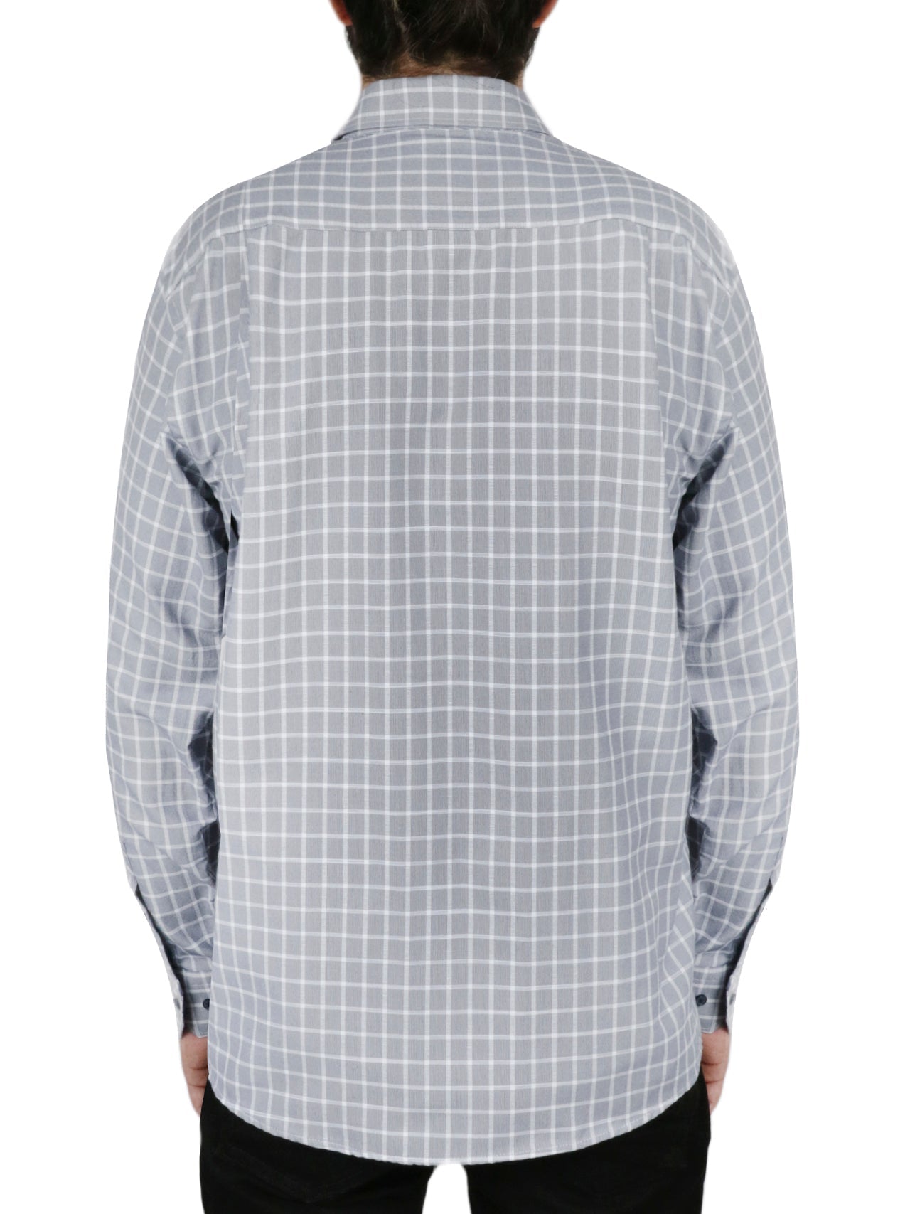 Windowpane Checkered Dress Shirt in Grey - Image 4