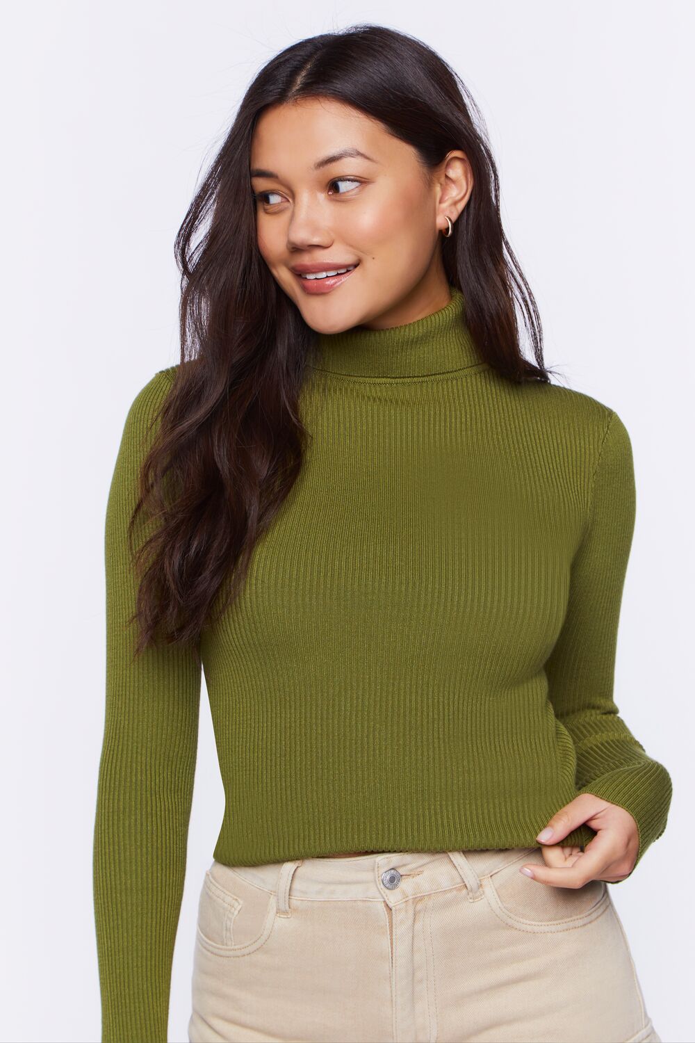 Ribbed Turtleneck Sweater-Knit Top - Image 43