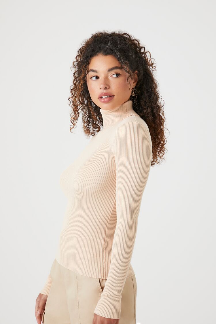 Ribbed Turtleneck Sweater-Knit Top - Image 74