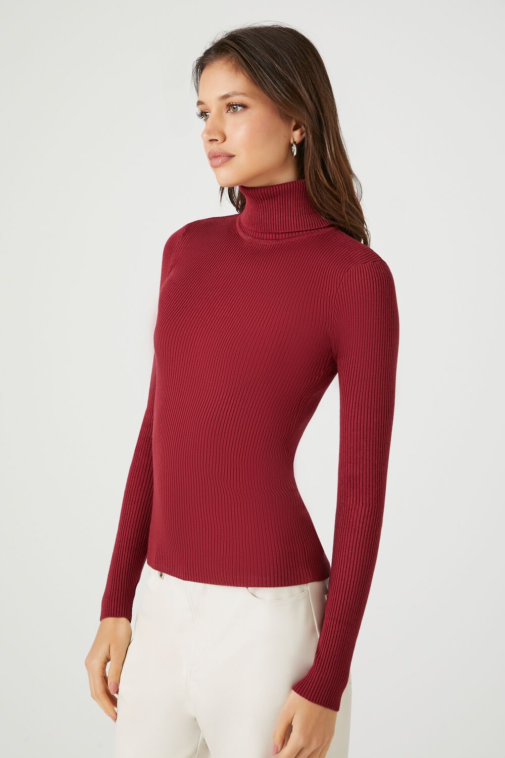 Ribbed Turtleneck Sweater-Knit Top - Image 89