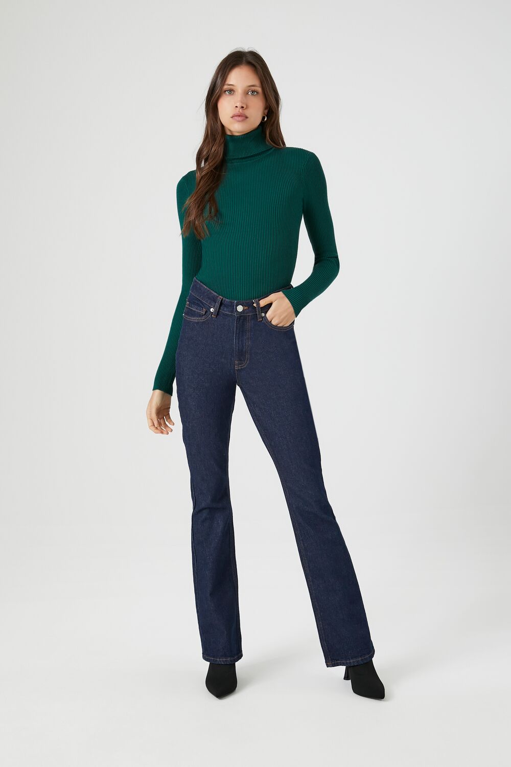 Ribbed Turtleneck Sweater-Knit Top - Image 96