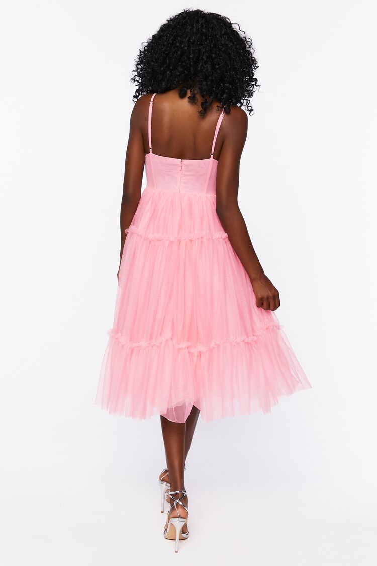 Tulle Ruffled Bustier Midi Dress - Image 3