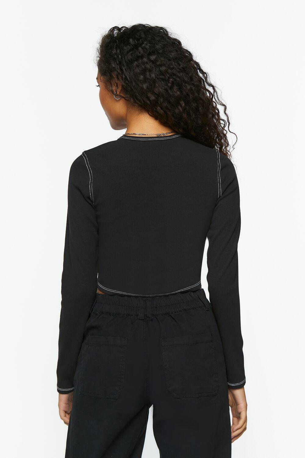 Bustier-Stitched Long-Sleeve Top - Image 3