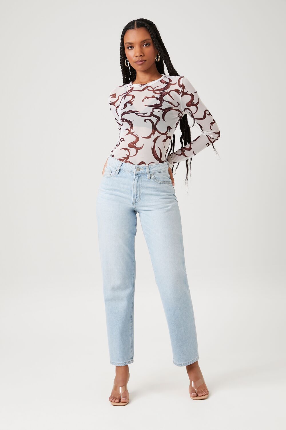 Mesh Abstract Print Top - Image 4