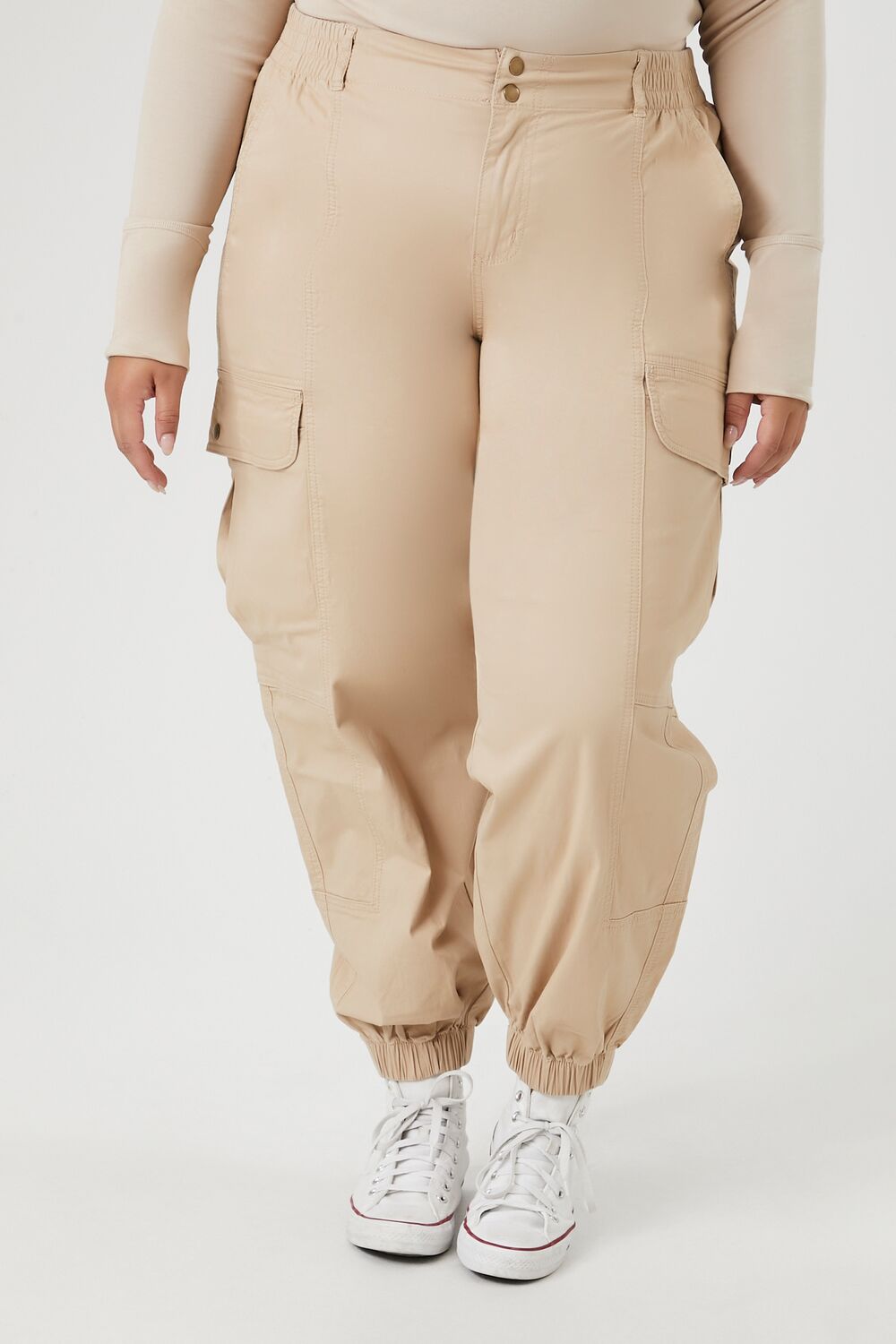 Plus Size Twill Cargo Joggers - Image 2