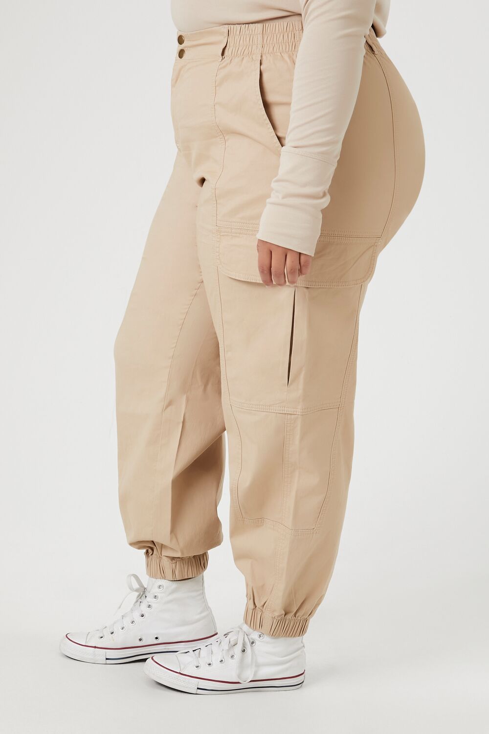 Plus Size Twill Cargo Joggers - Image 3