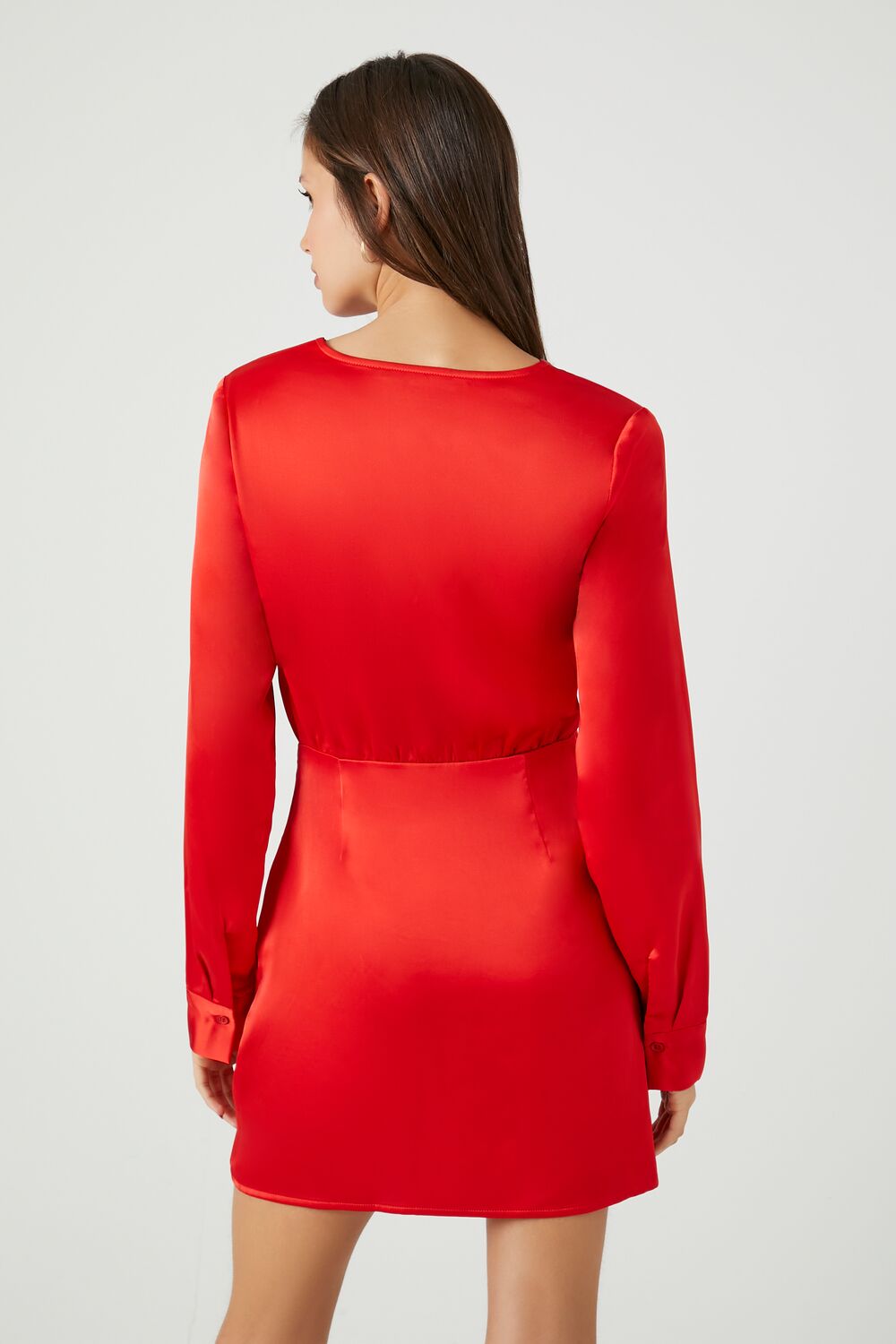 Satin Surplice Tulip-Hem Mini Dress - Image 3