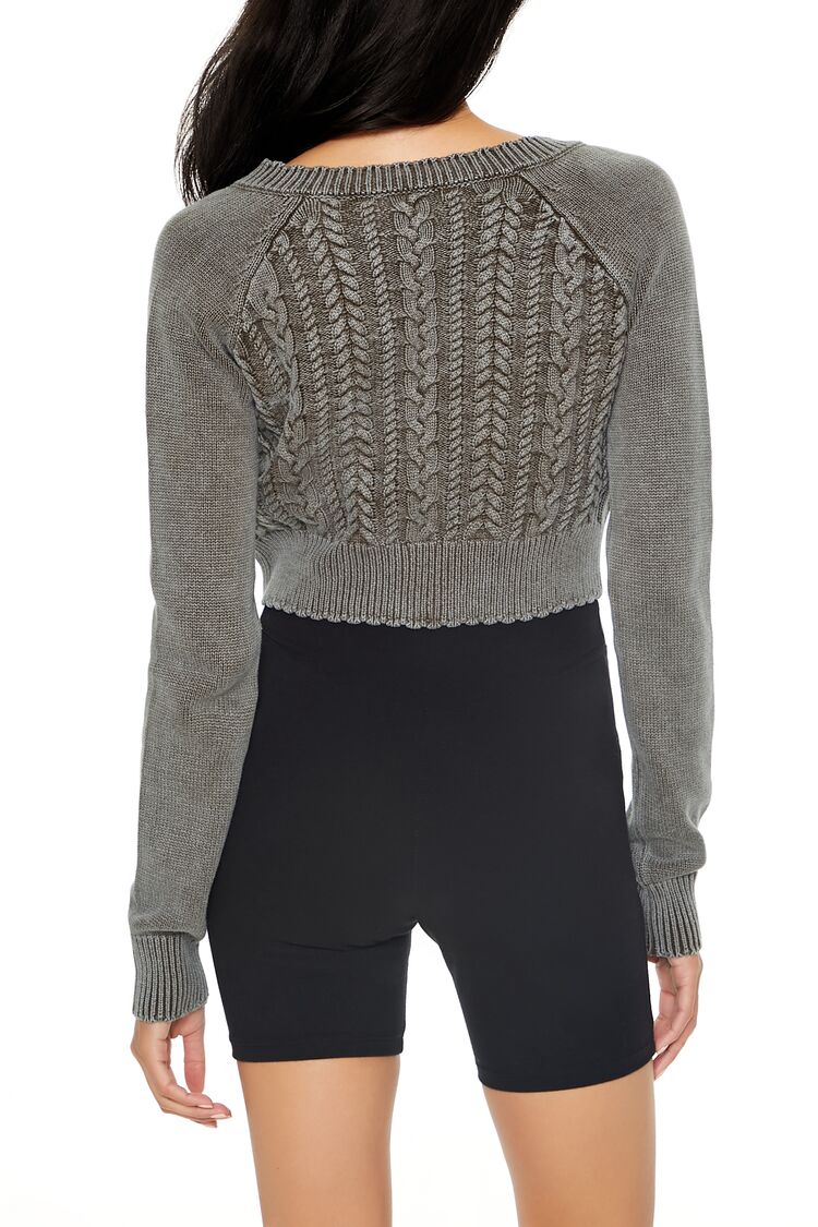 Cropped Mineral Wash Cardigan Sweater - Image 10