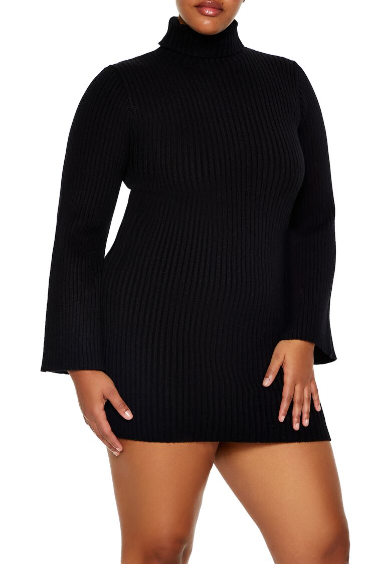 Plus Size Turtleneck Mini Sweater Dress - Image 12
