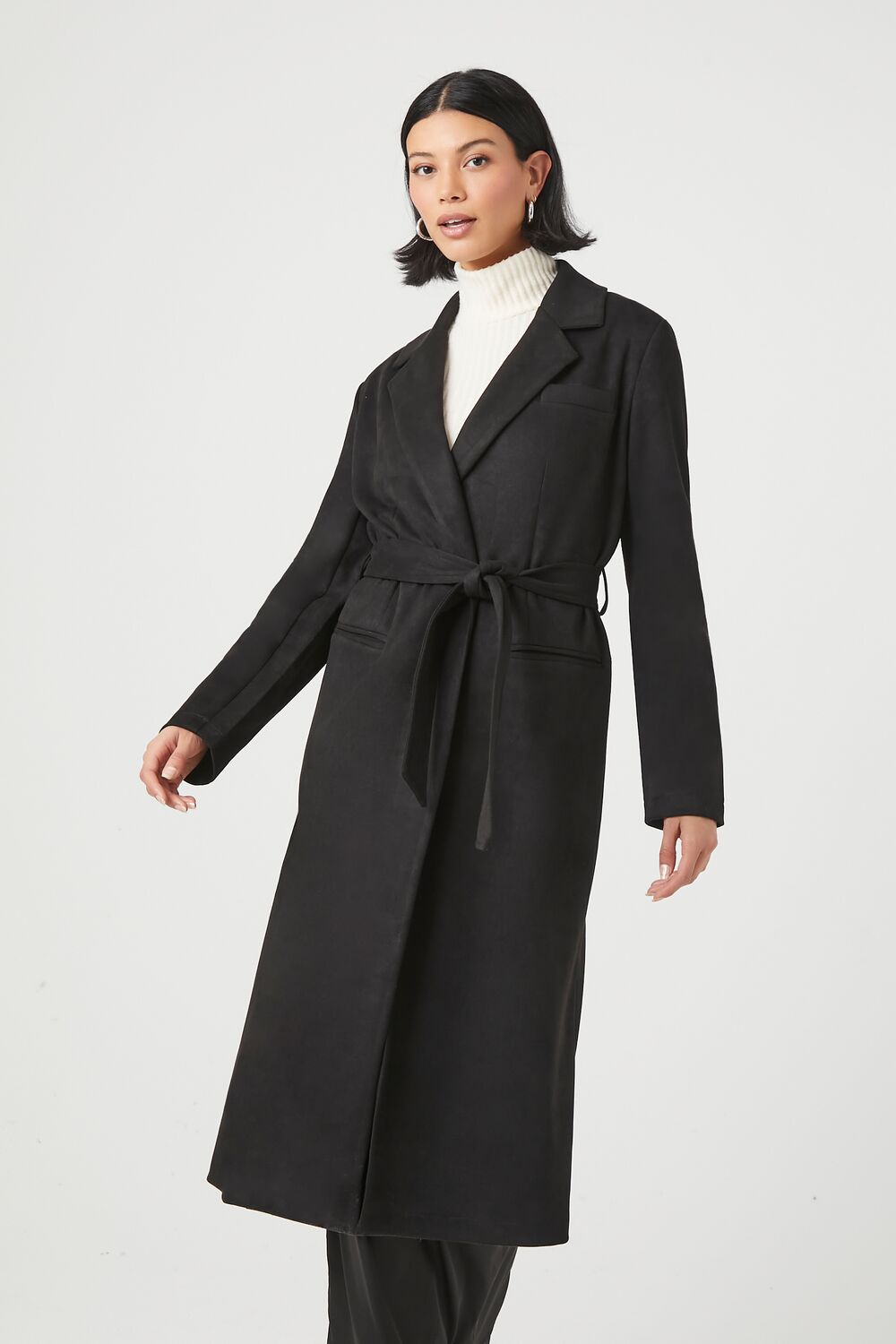 Faux Suede Longline Coat - Image 2