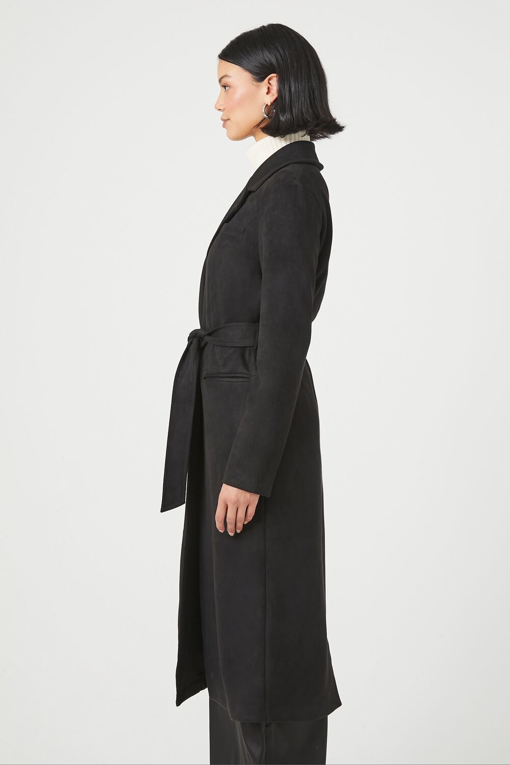 Faux Suede Longline Coat - Image 3