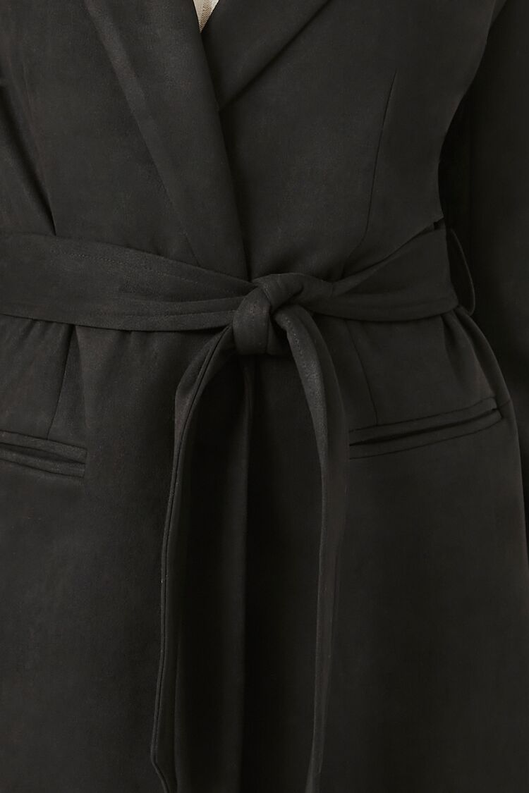 Faux Suede Longline Coat - Image 6