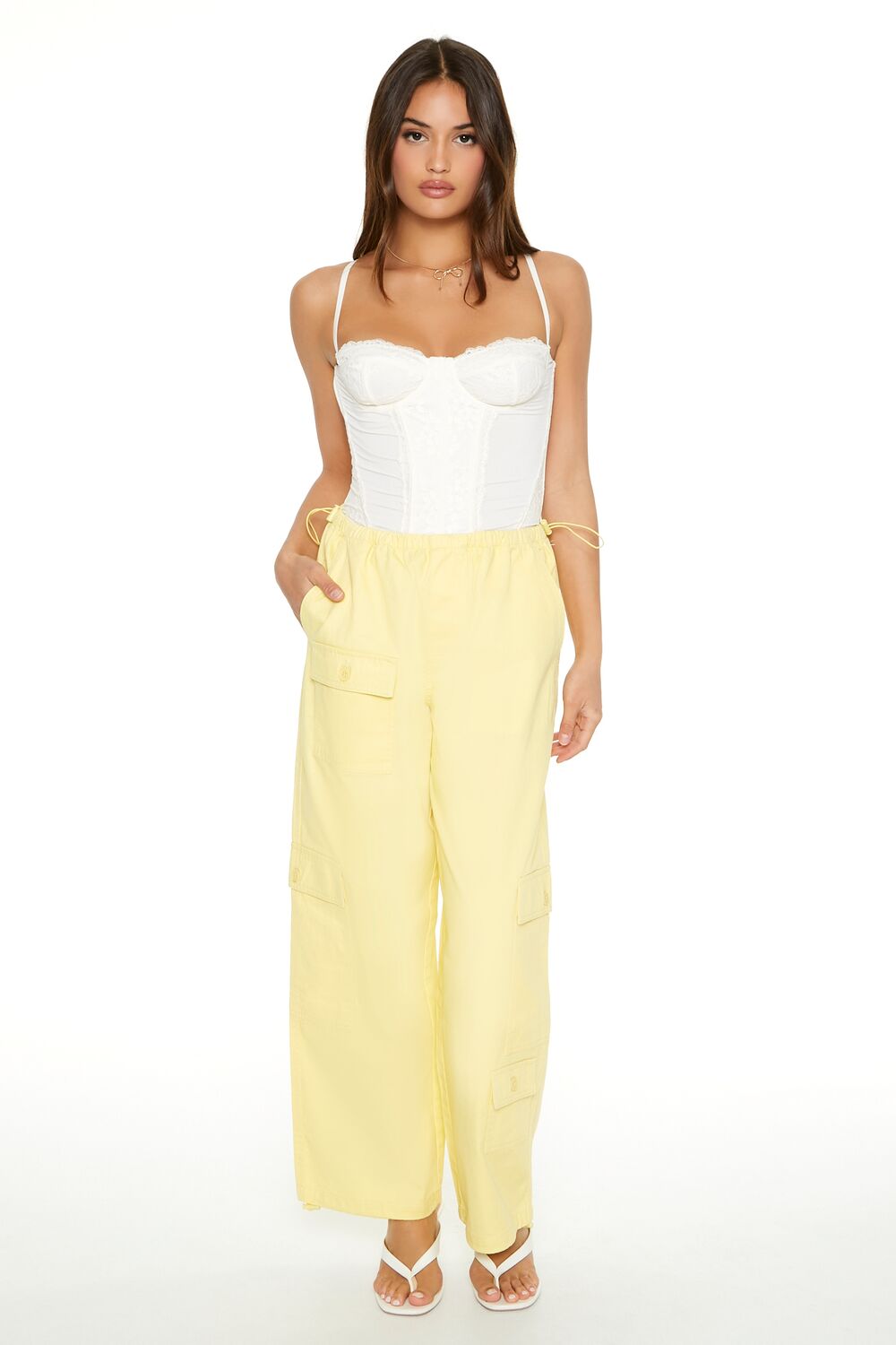 Twill Toggle Drawstring Cargo Pants