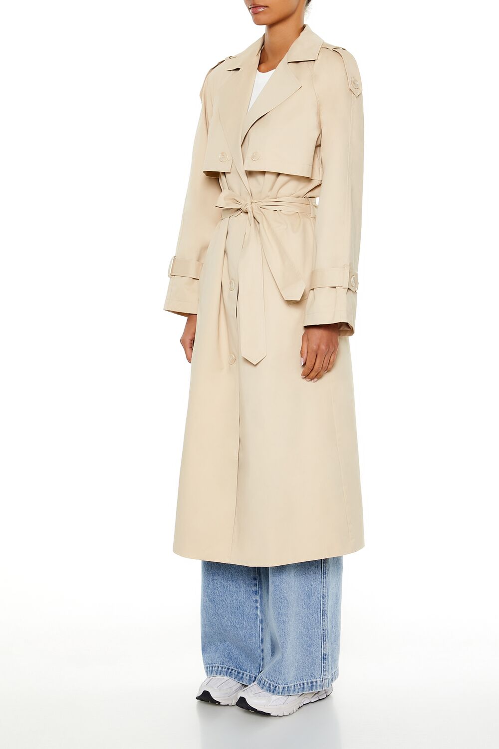 Tie-Front Notched Trench Coat - Image 3