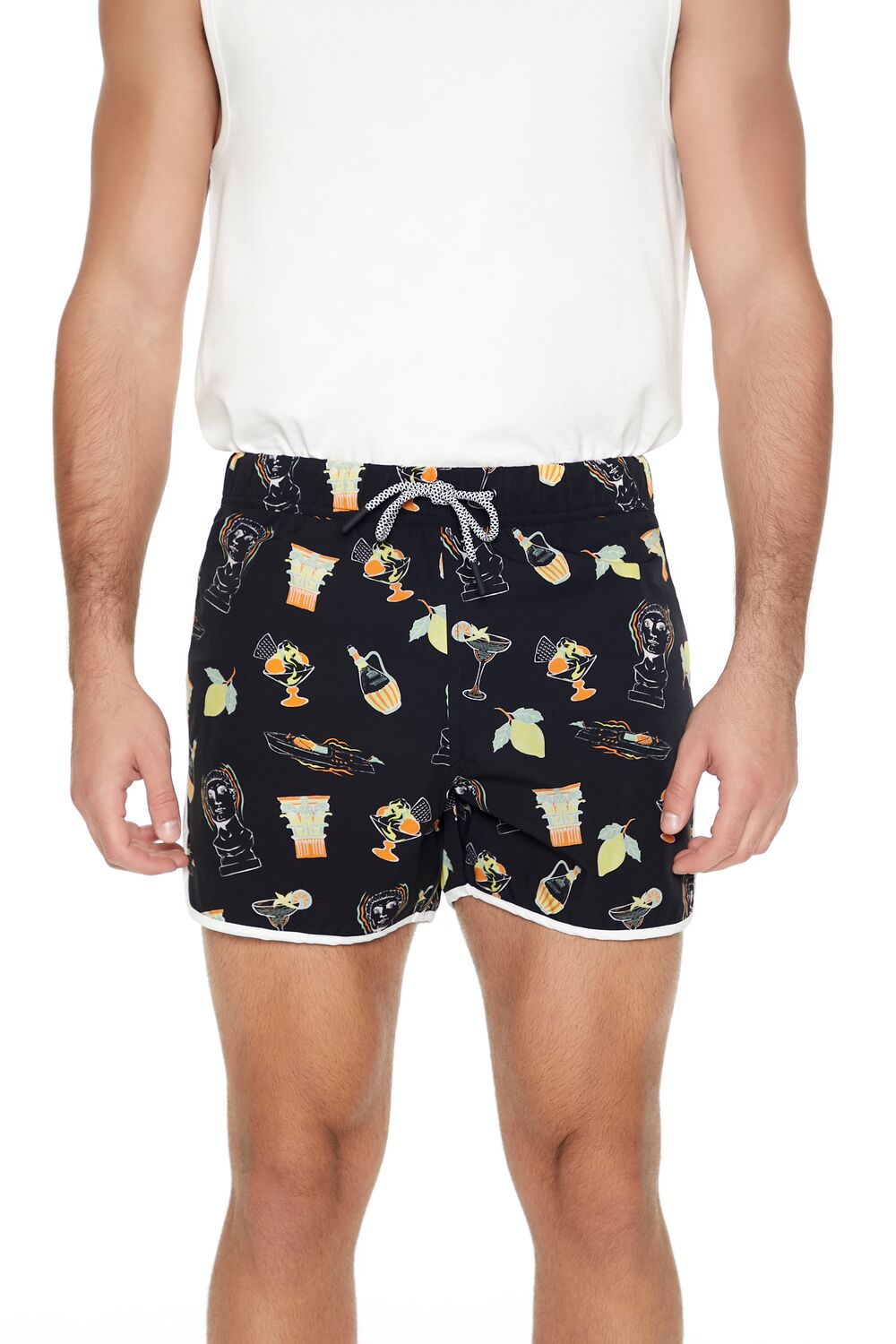 Short Inseam Drink Print Swim Trunks - Image 6