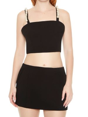 Faux Pearl Crop Top