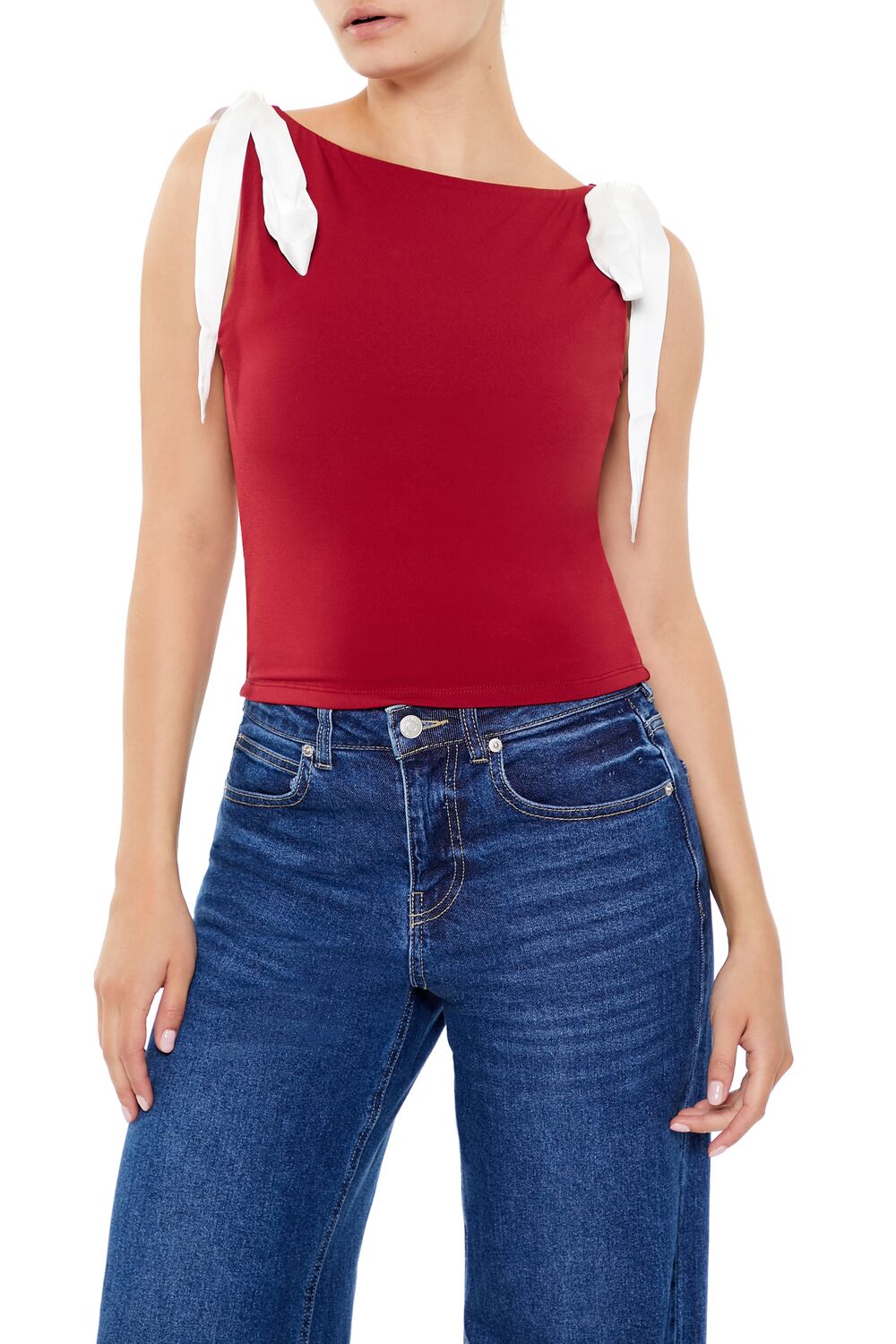 Sleeveless Satin Bow Top - Image 13