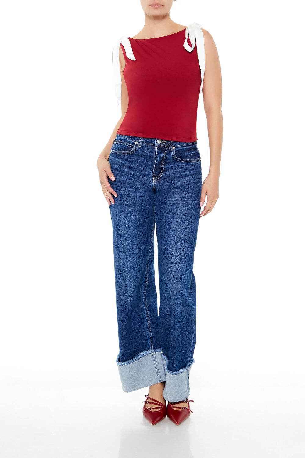 Sleeveless Satin Bow Top - Image 14