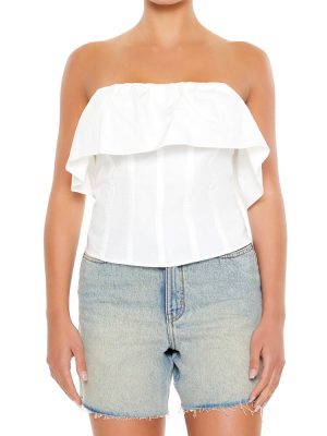 Poplin Flounce Tube Top