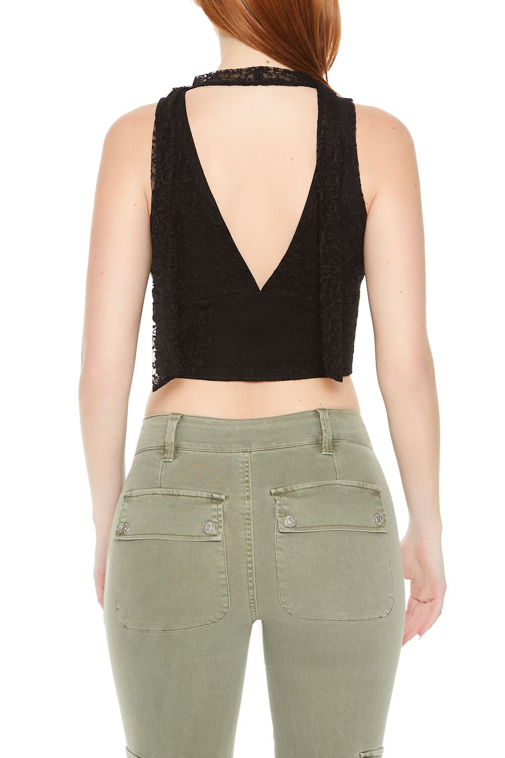 Lace Sash Corset Crop Top - Image 4