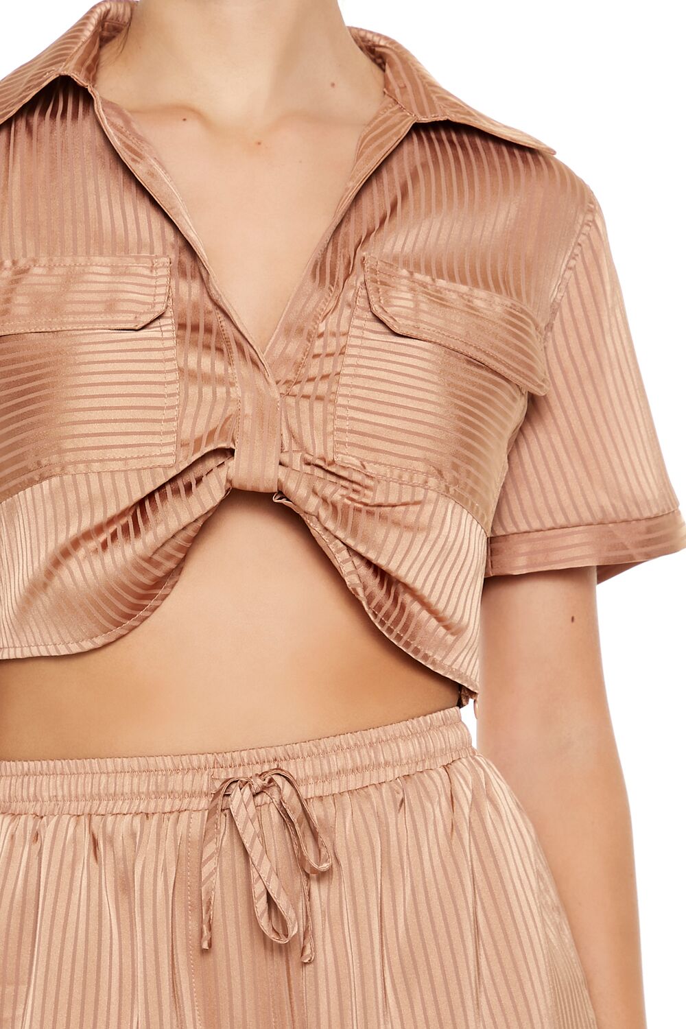 Satin Striped Crop Top - Image 3