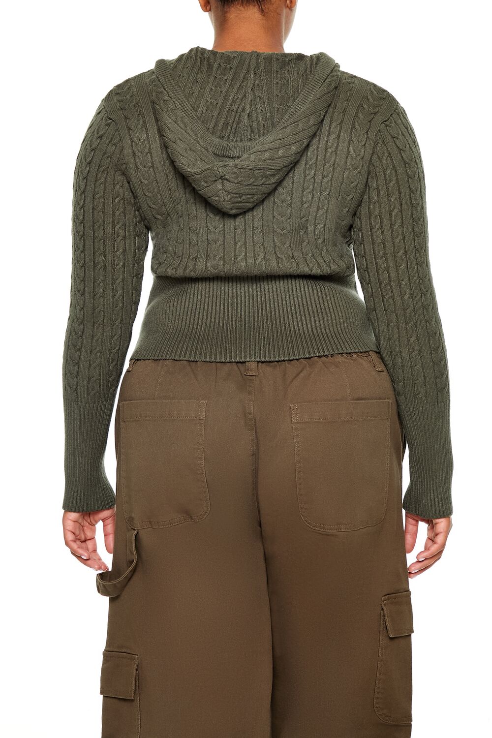 Plus Size Cable Knit Zip-Up Hoodie - Image 5