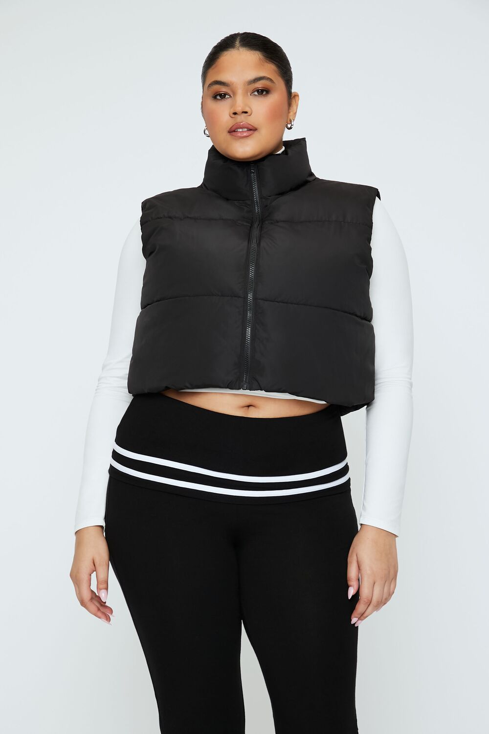 Plus Size Cropped Puffer Vest - Image 13