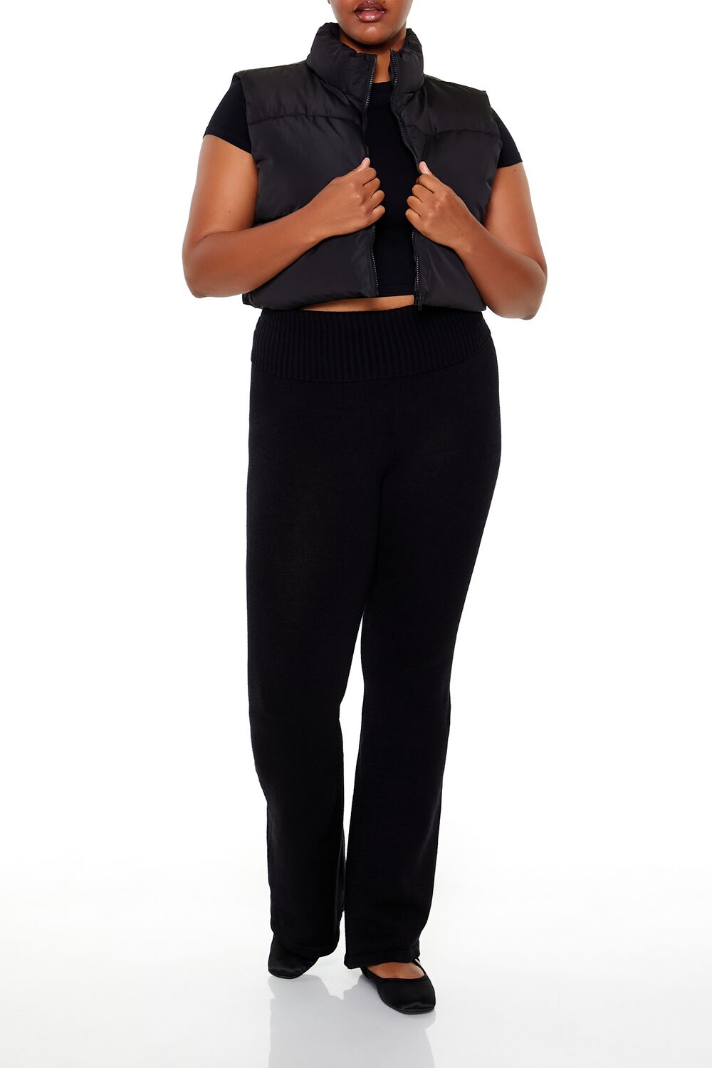 Plus Size Cropped Puffer Vest - Image 14