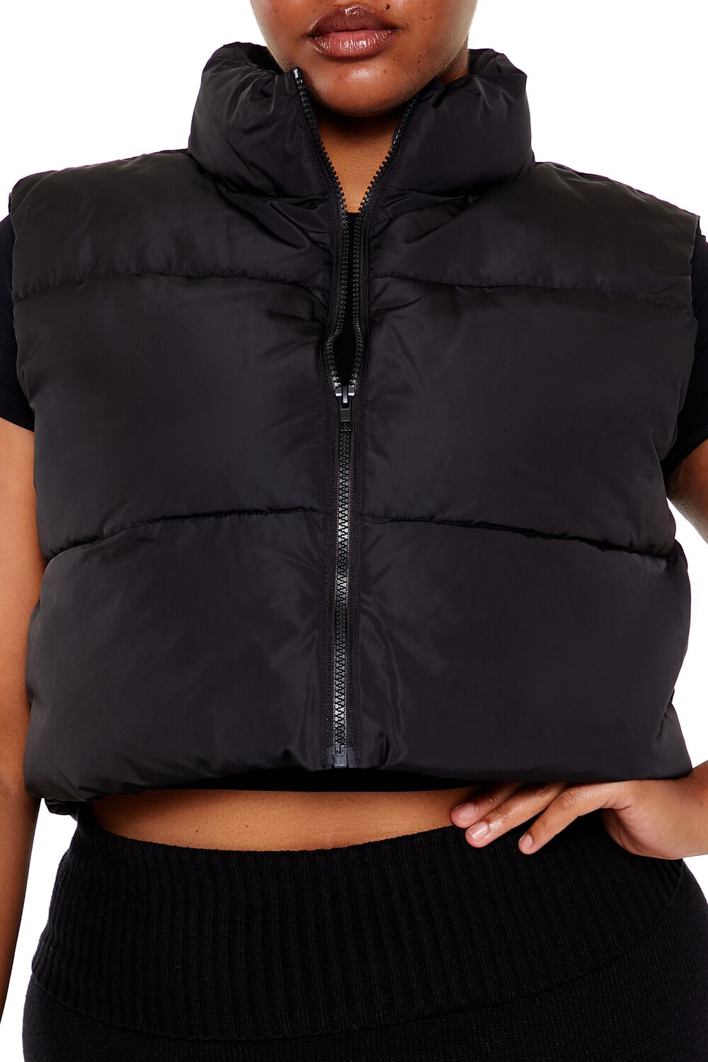 Plus Size Cropped Puffer Vest - Image 15